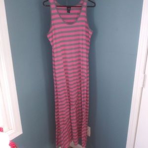 Pink and gray long dress plus size